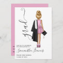 Search for pink black gold graduation invitations White
