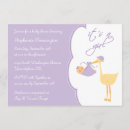 Search for stork baby shower invitations Purple
