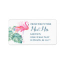 Search for pink flamingos return address labels Palm leaves