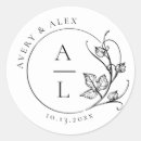Search for black and white monogram wedding stickers Typography