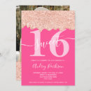 Search for dripping glitter rose gold pink invitations Princess
