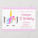 Search for unicorn 5th birthday invitations Girly