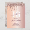Search for pink rose gold blush sparkly drips invitations Elegant