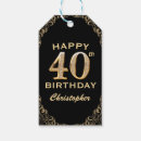 Search for 40th birthday gift tags Black and gold