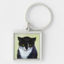 Search for cat painting key rings Black and white