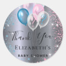 Search for pink silver baby shower stickers Thank you
