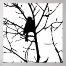 Search for bird on branch silhouette posters Black