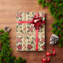Search for red gold christmas wrapping paper Poinsettia
