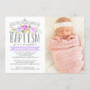 Search for purple photo christening invitations Floral