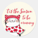 Search for round cat stickers Merry christmas