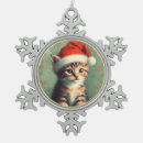 Search for cat in frame christmas tree decorations Vintage