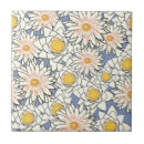 Search for white flower pattern on blue tiles Floral