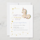 Search for gold unicorn birthday invitations Faux gold foil
