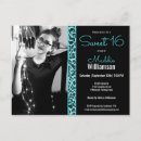 Search for teal black sweet 16 invitations Sixteen