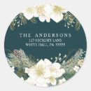 Search for floral address stickers Blue and white