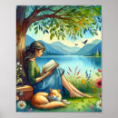 Search for girl reading a book posters Watercolor