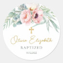 Search for peonies round stickers Baptism