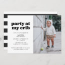 Search for white 1st birthday invitations Black and white