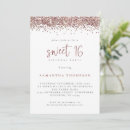 Search for rose gold glitter sweet 16 invitations Glam