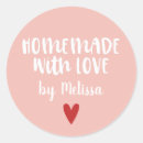 Search for black and pink heart stickers Homemade with love