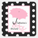 Search for girl with umbrella stickers Pink baby shower