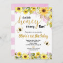 Search for bumble bee 1st birthday invitations Yellow