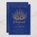 Search for royal blue masquerade party invitations Gold
