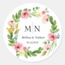 Search for floral wreath monogram wedding stickers Summer