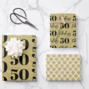 Search for cream gold wrapping paper 50th birthday