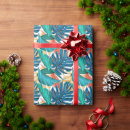 Search for tropical leaves wrapping paper Red