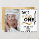 Search for black and gold 1st birthday invitations Wild one
