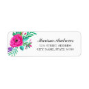 Search for pink flowers return address labels Watercolour
