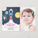 Search for space 1st birthday invitations Astronaut