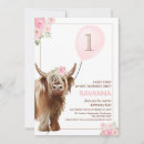 Search for girl 1st birthday invitations Pink balloon