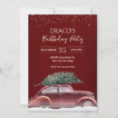 Search for vintage car birthday invitations Red