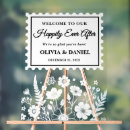 Search for white flowers welcome wedding signs Happily ever after