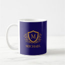 Search for navy blue and gold mugs Monogrammed