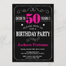 Search for hot pink 50th birthday invitations Black and white
