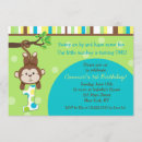 Search for monkey 1st birthday invitations Green