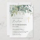 Search for foliage christening invitations Gold cross