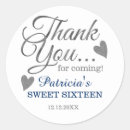 Search for sweet 16 thank you stickers Silver