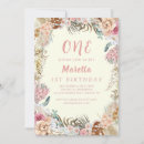 Search for boho wild one birthday invitations Modern chic boho flowers