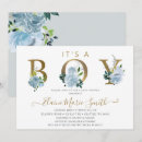 Search for flowers baby boy shower invitations Watercolor