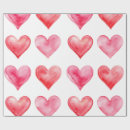 Search for pink red hearts wrapping paper Watercolor