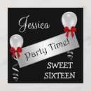 Search for red black sweet 16 invitations Silver