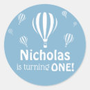 Search for hot air balloon 1st birthday stickers Blue