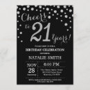 Search for black silver 21st birthday invitations Twenty first birthday