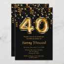 Search for stylish 40th birthday invitations Gold and black
