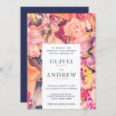 Search for peach and navy wedding invitations Watercolor