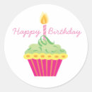 Search for birthday cupcake stickers Round